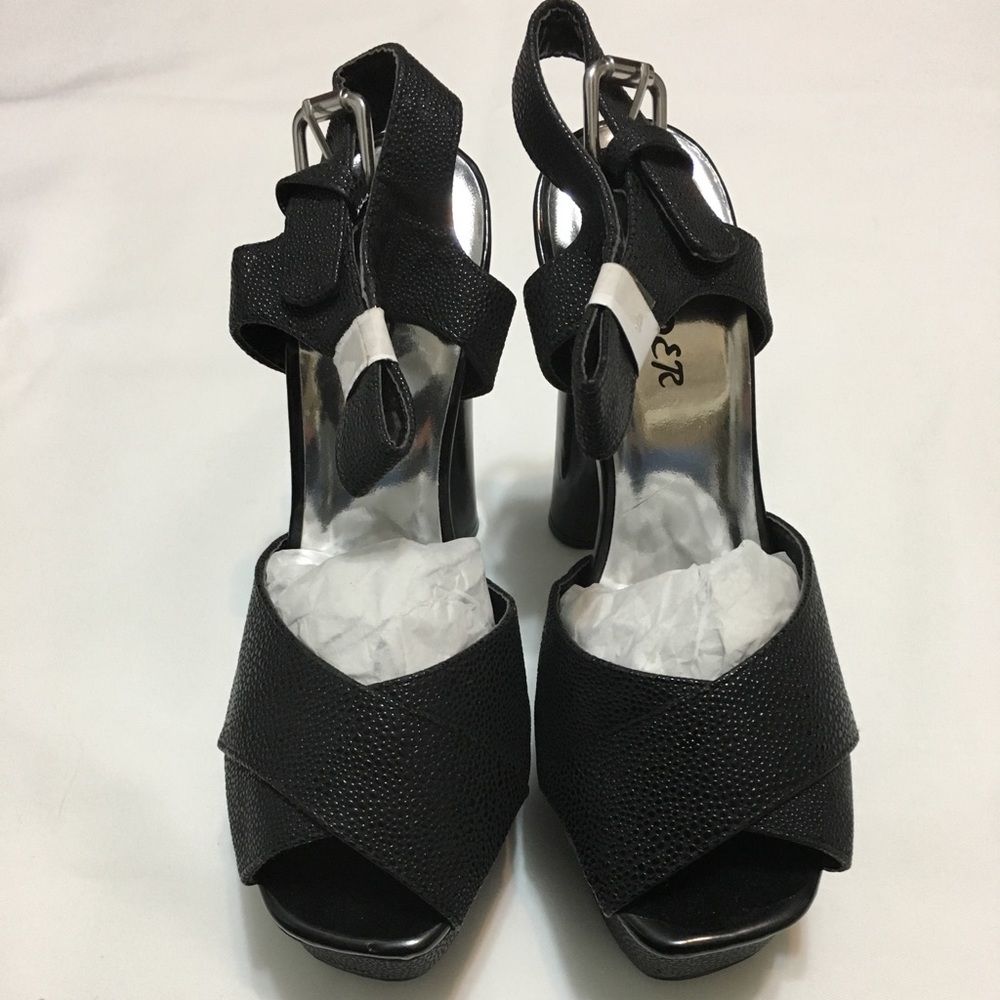 Black ankle strap heels